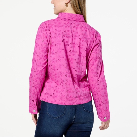 Sold Colleen Lopez Vibrant Pink Floral Jacket Size Medium - Picture 3 of 6